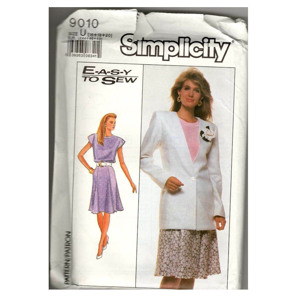 Simplicity 9010 Sewing Pattern EASY Two Piece Dress Jacket Plus Size 16 18 20